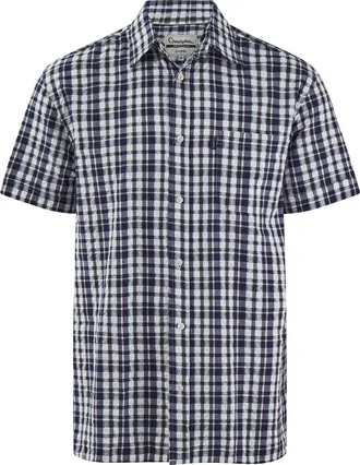 Champion Check Shirt Short Sleeve Chest Pocket Seersucker Mens M-5XL Croyde (UK, Alpha, XXL, Regular, Regular, Green)