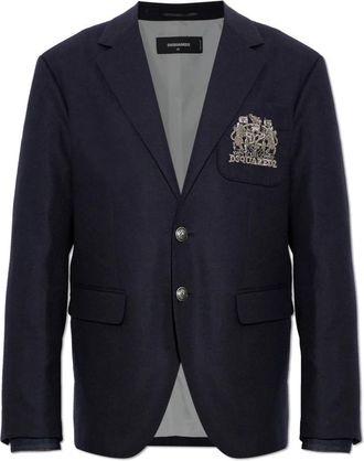 Dsquared2 Wol blazeren met geborduurd logo - Heren - Blazers - Blauw - 3XL - Wol - Jassen