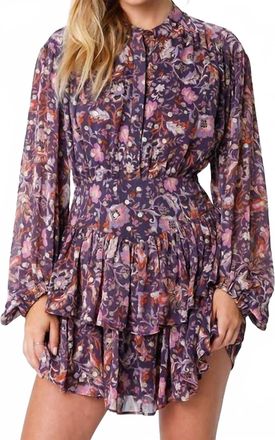 Olivaceous Poppy Mini Dress In Dark Purple Blush