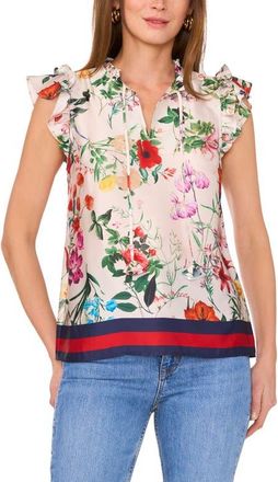 Vince Camuto Floral Flutter Sleeve Top in Multi at Nordstrom, Size Small