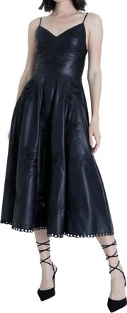 Karina Grimaldi Gloria Vegan Leather Midi Dress In Black