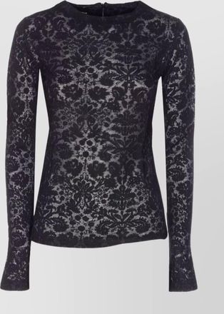 Pinko wool long-sleeve crewneck knitted top