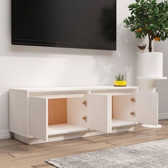 Berkfield Home TV Cabinet White 110x34x40 cm Solid Wood Pine | Size: 110 x 34 x 40 cm