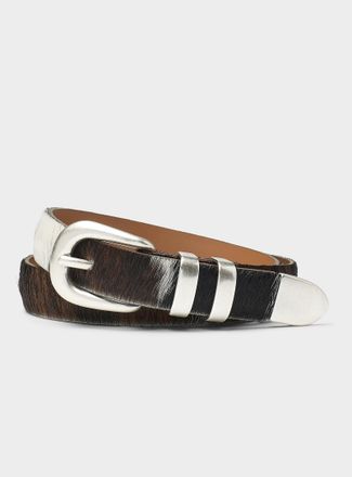 Maison Boinet Womens Cow hide print pony hair leather belt