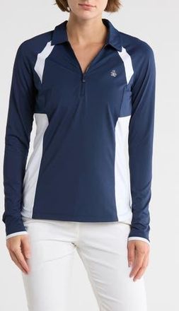 Original Penguin Colorblock Half Zip Polo in Black Iris at Nordstrom Rack, Size X-Small
