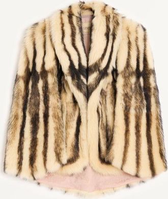 Valentino Caban In Shearling Stampato Donna BEIGE/MARRONE 38