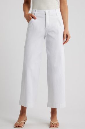 Wit & Wisdom Wyatt Skyrise Crop Wide Leg Twill Pants in Optic White at Nordstrom, Size 14P