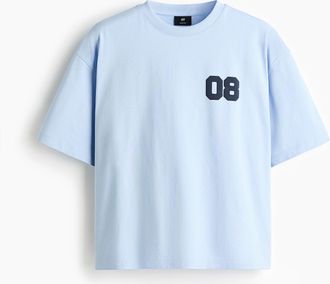 H&M Bedrucktes T-Shirt in Oversized Fit - Blue