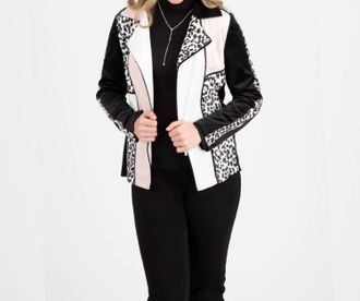 Berek Mixed Snow Leopard Jacket In Black Pink White