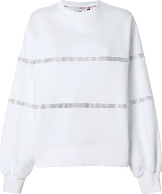 GCDS Sweatshirt met kristallen versiering - Dames - Sweatshirts - Wit - XS - Katoen - Hoodies & sweatvesten