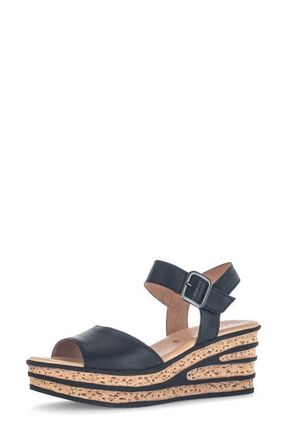 Gabor Ankle Strap Wedge Sandal in Black at Nordstrom, Size 10.5Us