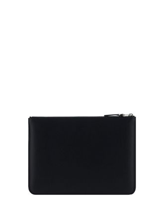 Comme Des Gar&ccedil;ons Mens Silver Eyelet Coin Purse Black Calf Leather Bos Taurus Wallet