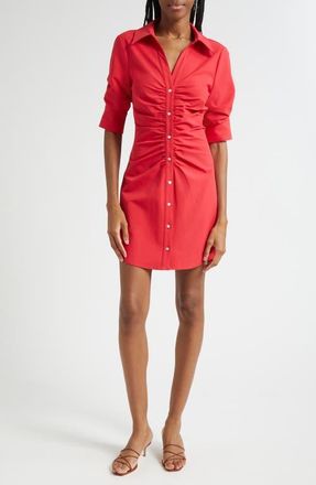 Cinq &agrave; Sept Elina Gathered Shirtdress in Red Sapphire at Nordstrom, Size 16