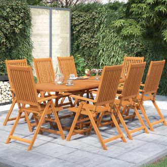 vidaXL Juego De Comedor Para Jard&iacute;n 9 Piezas Madera Maciza De Acacia Vidaxl