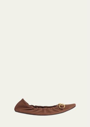 Gucci Ruched Suede Ballerina Flats
