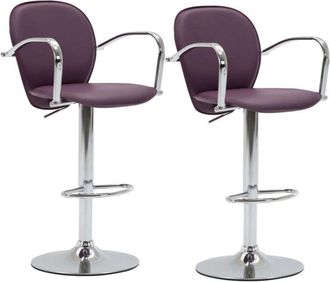 vidaXL Vidaxl - Taburetes Cocina Con Reposabrazos 2 Uds Cuero Sint&eacute;tico Morado