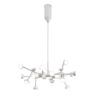 Mantra Inspired Mantra - Adn - L&aacute;mpara Colgante De Techo Con 24 Luces, Redonda De 65,8 Cm, Led De 72 W, 3000 K, 3960 Lm, Color Blanco