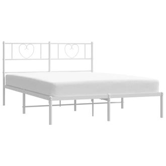 Berkfield Home Metal Bed Frame with Headboard White 140x200 cm