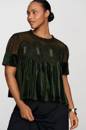 En Elly Velvet Scallop Top