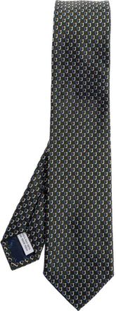 Ferragamo Barzio 7J Zijden Stropdas - Heren - Stropdassen - Groen - ONE Size - Accessoires
