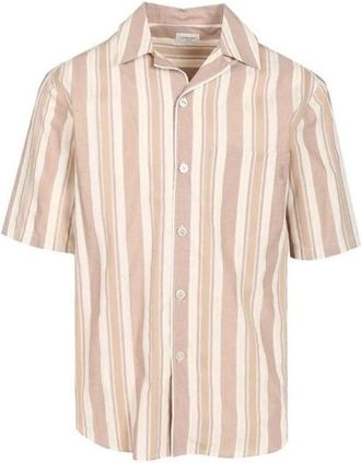 Saint Laurent Cassandre gestreept shirt - Heren - Korte mouwen Overhemden - Veelkleurig - M - Katoen - Overhemden