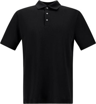 Herno Polo shirt met jersey breisel effect - Heren - Polos - Zwart - XL - Katoen - Tops