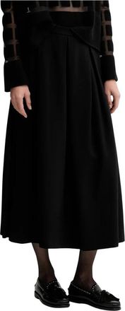 Liviana Conti Molly Geplooide Midirok - Dames - Midirokken - Zwart - M - Leer - Rokken