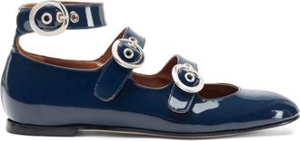 Scarosso Linda II leather ballerina shoes - women - Leather/Leather/Patent Leather - 39.5 - Blue