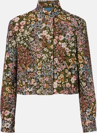 Valentino Giacca cropped VGold con stampa floreale
