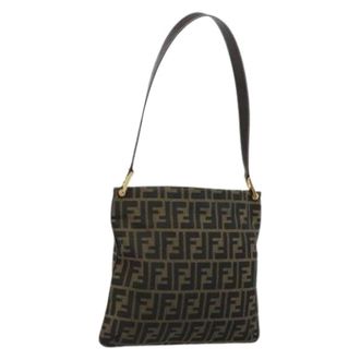 Fendi Pre-owned Shoulder Bags, female, Brown, Size: ONE SIZE Pre-owned Zucca Canvas Shoulder Bag