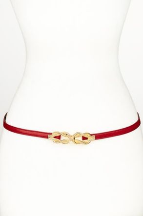 Raina Gold Knot Buckle Leather Belt in Red at Nordstrom, Size Medium/large