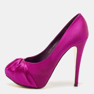 Gina Purple Satin Claire Platform Pumps Size 38.5