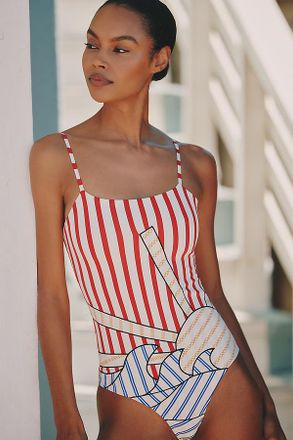 Farm Rio Navy Stripes One-Piece Swimsuit