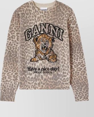 Ganni wool tiger-print sweater