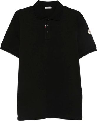 Moncler Polo met logopatch - Heren - Tops - Zwart - Maat: S Katoen