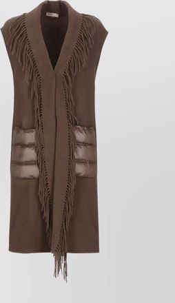 Herno wool cashmere sleeveless fringed vest