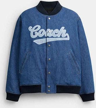 Coach Denim Varsity Jacket In Organic Cotton