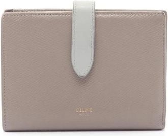 Celine Pre-owned Medium Strap Wallet Leather Bifold Wallet - Dames - Vintage Accessoires - Grijs - ONE Size - Leer - Vintage
