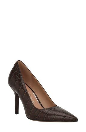 Guess Prindy Croc Embossed Pump in Dark Brown at Nordstrom, Size 9.5