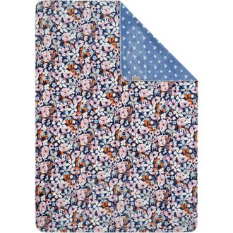Hunter Reversible Plush Throw Blankets in Blue Flora Floral at Nordstrom