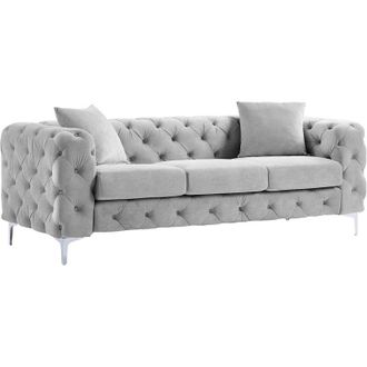 Vente-Unique Vente-unique - Divano Chesterfield a 3 posti in Velluto Grigio - edwina