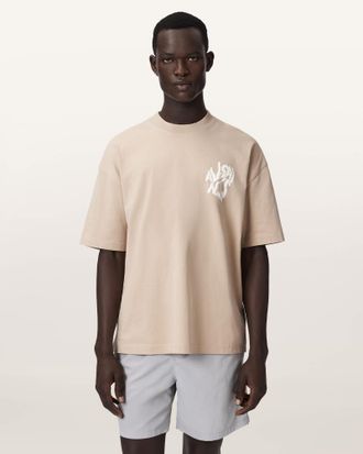 AllSaints Cotton Orlando Logo Print Oversized T-Shirt, Size: XS