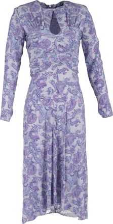 Isabel Marant Telima Cutout Ruched Paisley-Print Crepe Dress in Purple Silk