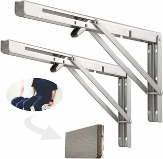OEM Soporte Plegable Para Pared - Acero Inoxidable 304 - Para Tabla De Madera - 500 Mm - Plateado - 2 Unidades