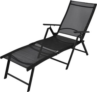 vidaXL Tumbona Plegable De Aluminio Negra Vidaxl