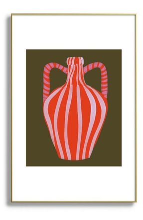 Deny Designs Simple Vase Modern Still Life Framed Wall Art in Golden Tones at Nordstrom, Size 24X36
