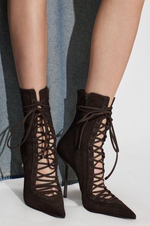 Le Silla Suede Heeled Ankle Boots Colette, Womens, Brown