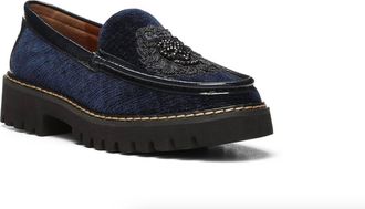Donald J Pliner Womens Hope Loafers In Blue Navy