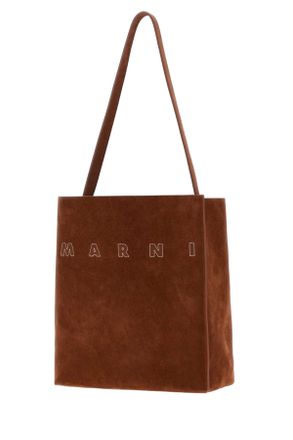 Marni Womens Hobo Shoulder Brown Bovine Leather