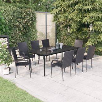 vidaXL Juego De Comedor Para Jard&iacute;n 9 Piezas Negro Vidaxl